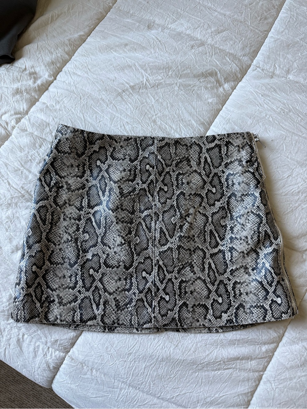 STATE Snake-Print Mini Skirt - Gray and Black